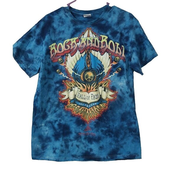 Rock and Roll Hall of fame Other - VTG Y2K Rock And Roll Mens T Shirt Medium Blue Tie Dye Short Sleeve Grunge